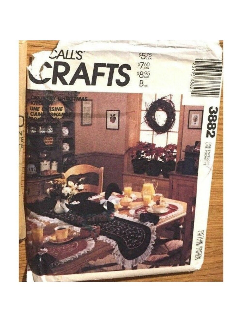 VTG Sew Pattern McCalls 3882 Country Christmas Kitchen Apron Placemat Runner U/C